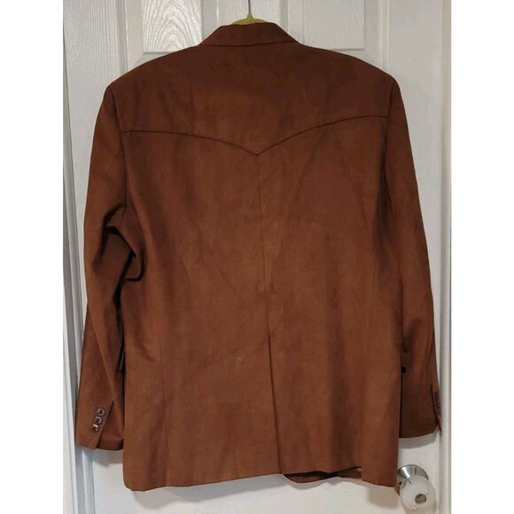 Circle S Mens Faux Suede Blazer Sz 46R 2 Button Blazer Sport Coat Jacket Brown - Picture 7 of 9